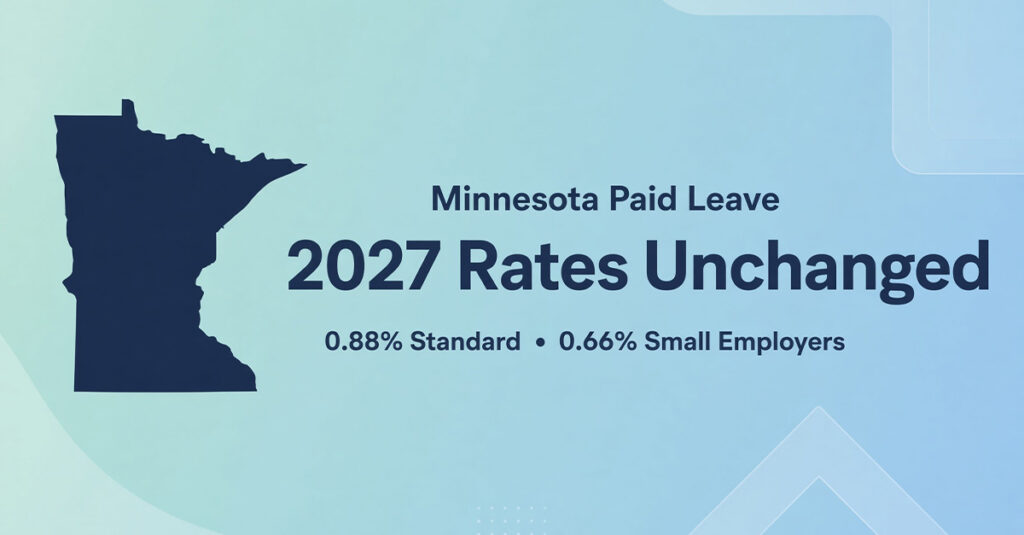 Minnesota Paid Leave 2027 Rates: Still 0.88% (0.66% for Small Employers)
